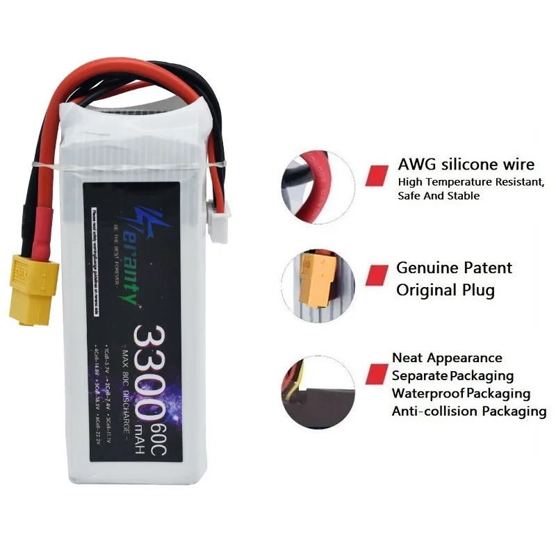 แบตเตอรี่ LiPo RC 14.8V 4S ควา - 4S Lipo Battery 14.8V 6000Mah บทวิจารณ์และราคา