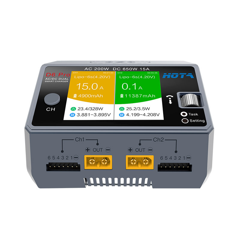 Hota D6 Pro สีดำ AC 200W DC 2x - Hota D6 Pro Dual Lipo Charger บทวิจารณ์และราคา